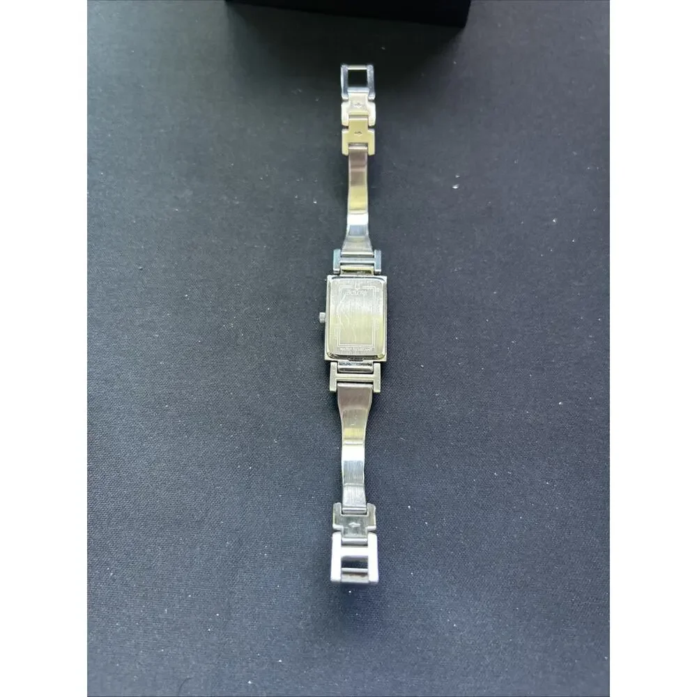 Bulova Black Dial Silver Case And Band Women’s Quartz Watch ( With Box)